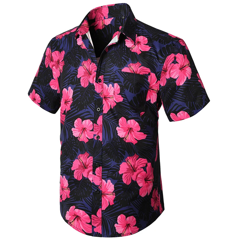 Men's Shirt Button Summer Floral Shirts for Men Street 3D Print Plus Size Hawaiian Beach Short Sleeve Fashion Tops Tee Shirt Man
