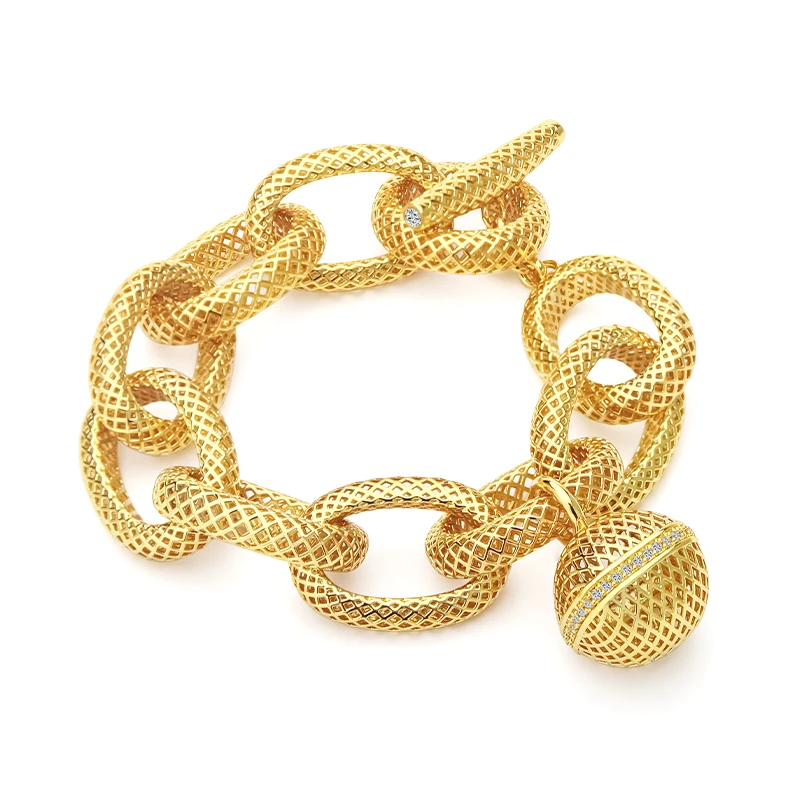 IVOG Hollow Out Design Chain Links For Women Brass Gold Plated Bracelets Fashion Jewelry Party Gifts
