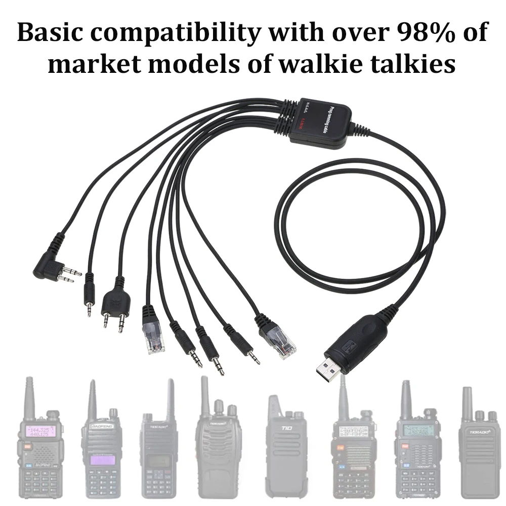 Cable de programación USB 8 en 1 para walkie-talkie, Radio de coche, Software de CD, para Baofeng Kenwood TYT QYT Motorola AXU4100