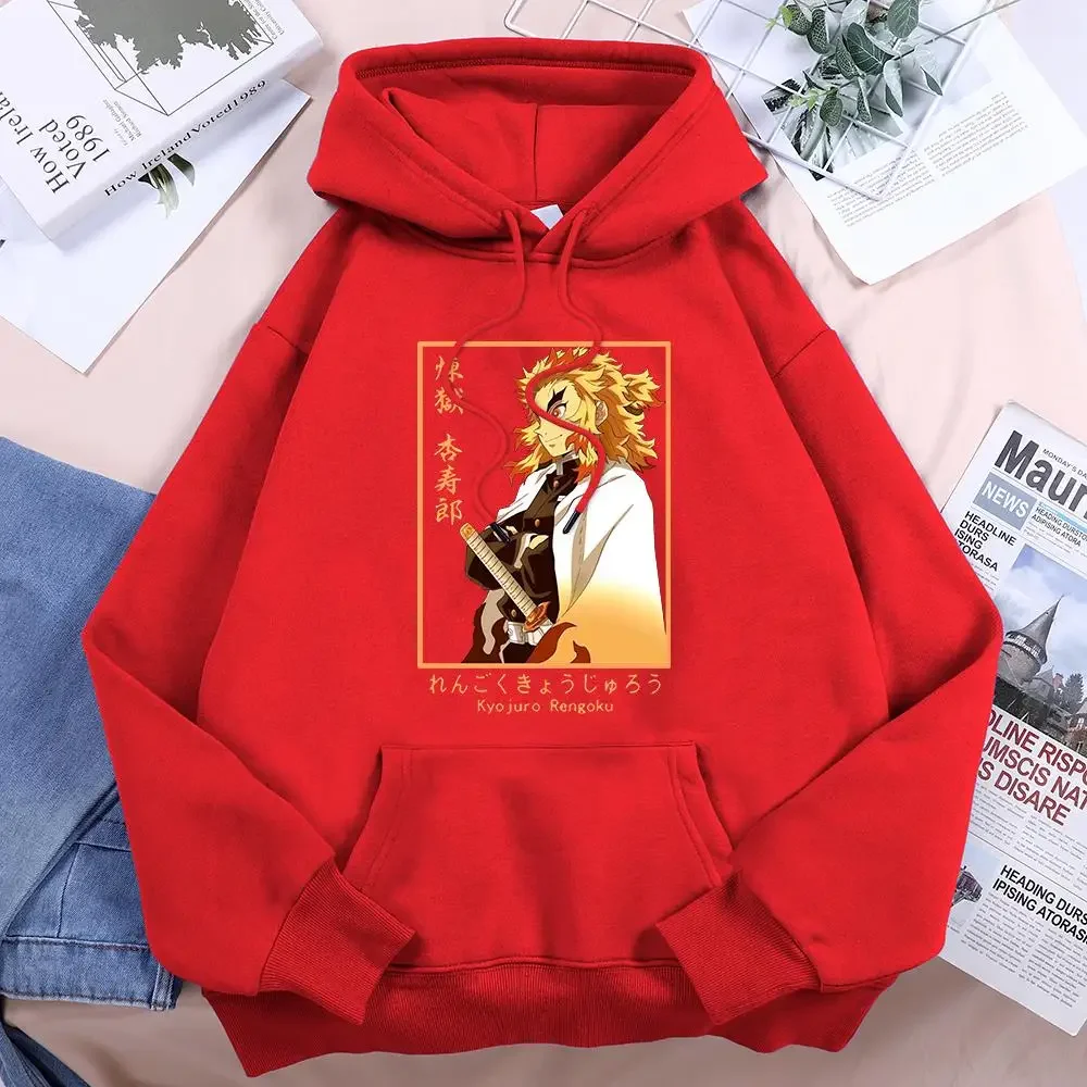 

Female Hoody Crewneck Hip Hop Clothes Fleece Pullover Autumn Creativity Women Hoodys Anime Demon Slayer Rengoku Kyoujurou