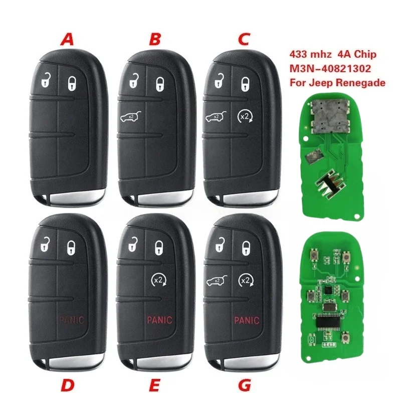 

Для Jeep Liberty 2/4/5 клавиш умный дистанционный ключ от машины 433 МГц M3N-40821302 4A чип