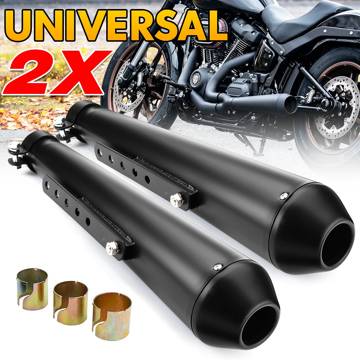 1/2X 17.5inch Motorcycle Exhaust Muffler Retro Vintage Classic Electroplating Escap Moto for Cafe Racer Bobber Chopper Custom