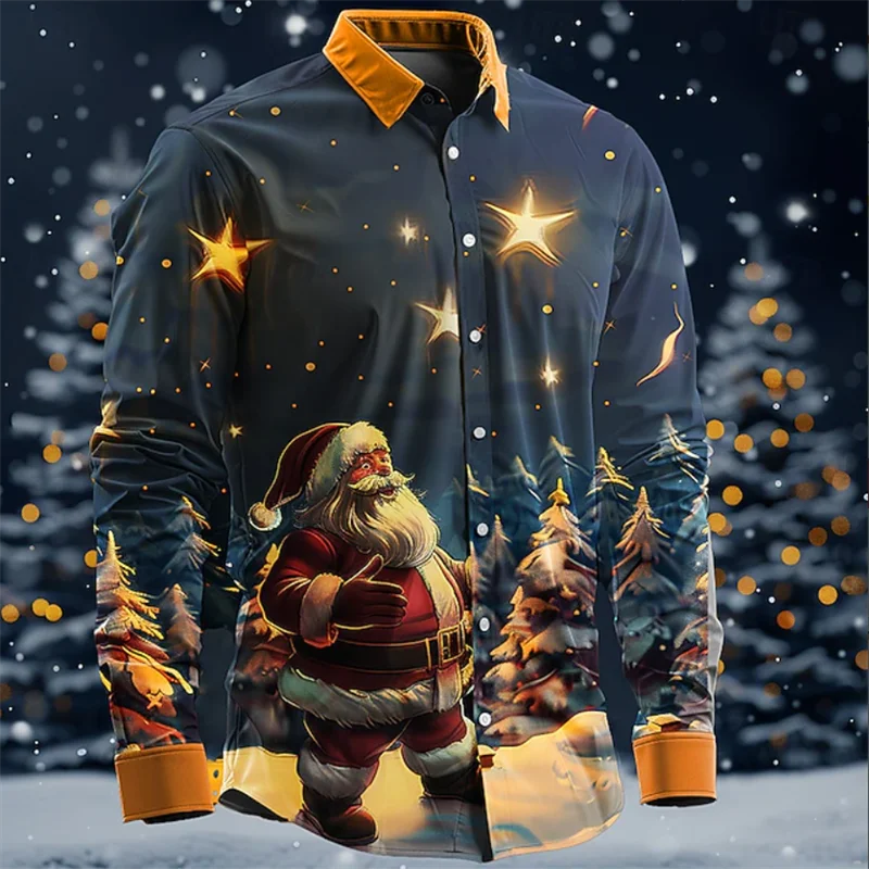 

Рождественский подарок, новый мужской повседневный праздничный наряд с длинными рукавами и 3D-принтом снежинок, удобная и мягкая ткань