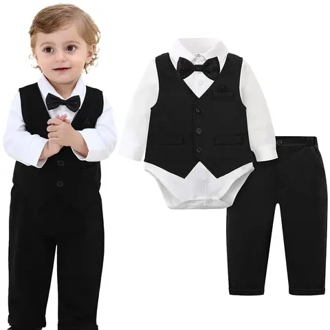 Baby Tuxedo Boys Suit Infant Wedding Gentleman Formal Dress Easter Ring Bearer Outfit Set Toddler Birthday Party Gift Clothes