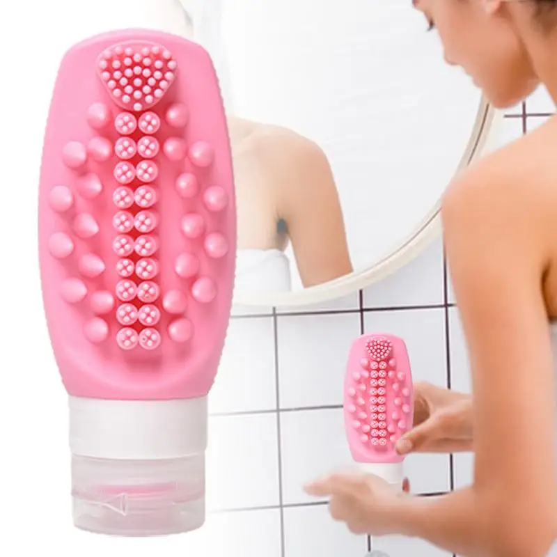 Refillable Bottles Portable Soft Silicone Travel Shampoo Cosmetics Gel Containers Bottles Squeezable With Suction Cup 60ml 89ml