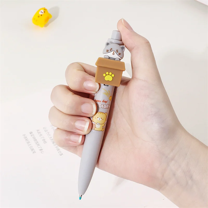 Imagem -04 - Cat Press Gel Pen com Tinta Preta Canetas Assinatura Presente de Papelaria Criativa Escola Escrita Suprimentos Bonito 05 mm 24 Pcs por Lote