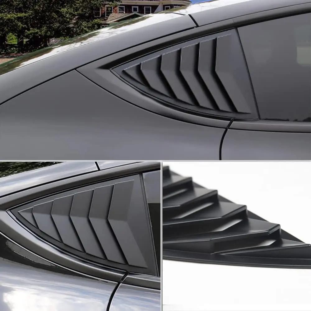 Matte Carbon Fiber Side Window Louver Cover Style For Tesla Model Y 2021-2023 Accessories Rear Window Spoiler Splitter Cover