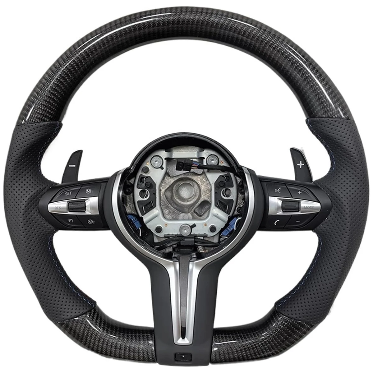 Echtes Carbon-Lenkrad für BMW F30 F10 F31 F20 F25 F22 F36 F33 F32 F80 F82 F11 F18 F01 M3 M5 M-Serie, perforiertes Leder-Autolenkrad