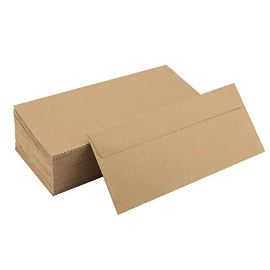 

100 Pack #10 Business Envelopes 4-1/8 x 9-1/2 in Mailing Kraft Envelopes for Office, Business Letterhead, Invoices, letters, Se