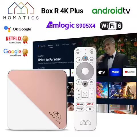 HOMATICS Box R 4K Plus TV Box AndroidTV 14 with Netflix Google Certified Amlogic S905X4 4G32G Support DTS Dolby Audio Dolby