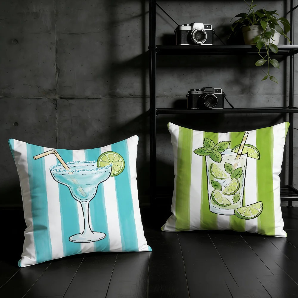 Cool Summer Cocktail cushion cover Birthday Anniversary Gifts Double Sided Printed Zipper Cushion Cover Soft Skin Bedding