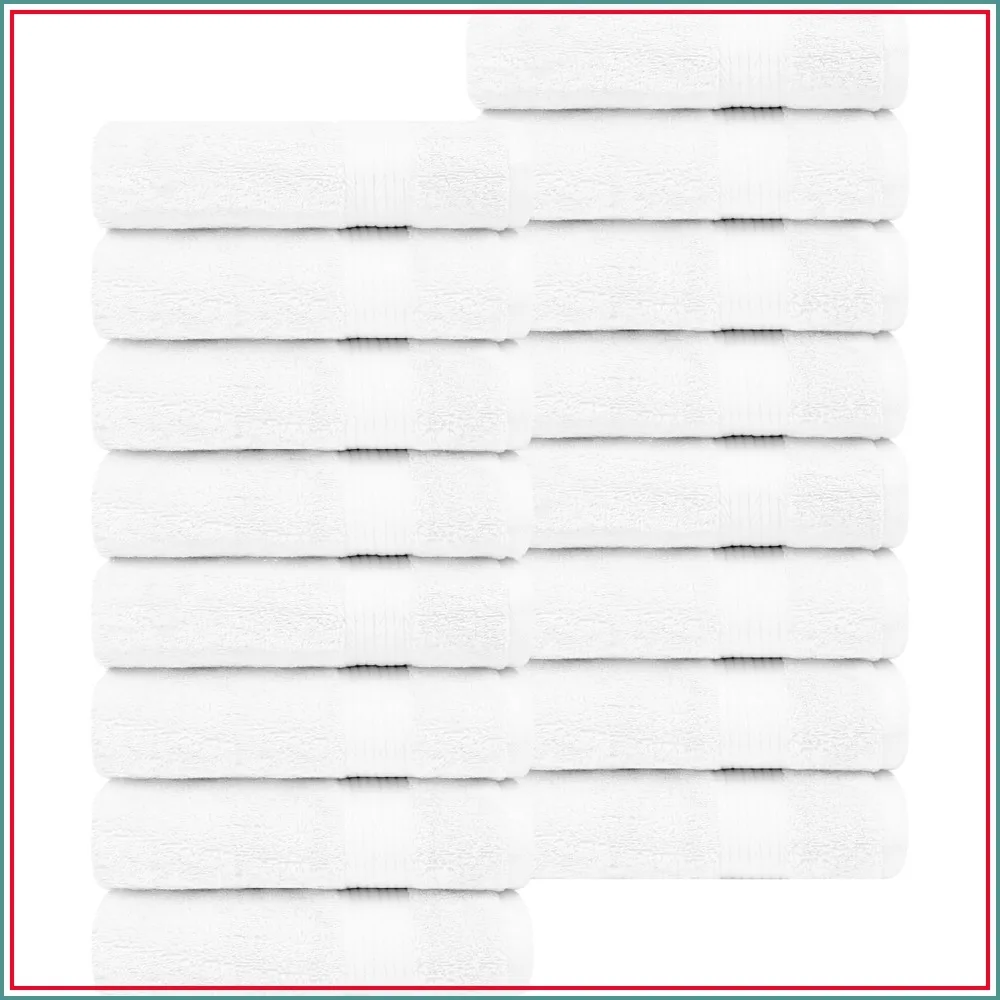 100% Cotton Bath Towels 30x54, 600 GSM, Soft Absorbent, Set of 16