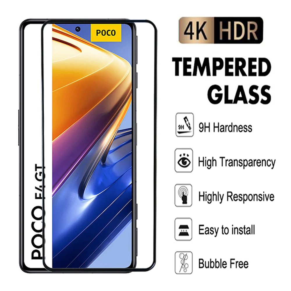 Full Cover Tempered Glass For Xiaomi Mi POCO F3 F4 F5 GT Pro C50 C51 C55 C65 Screen Protector Protective Transparent glass Film