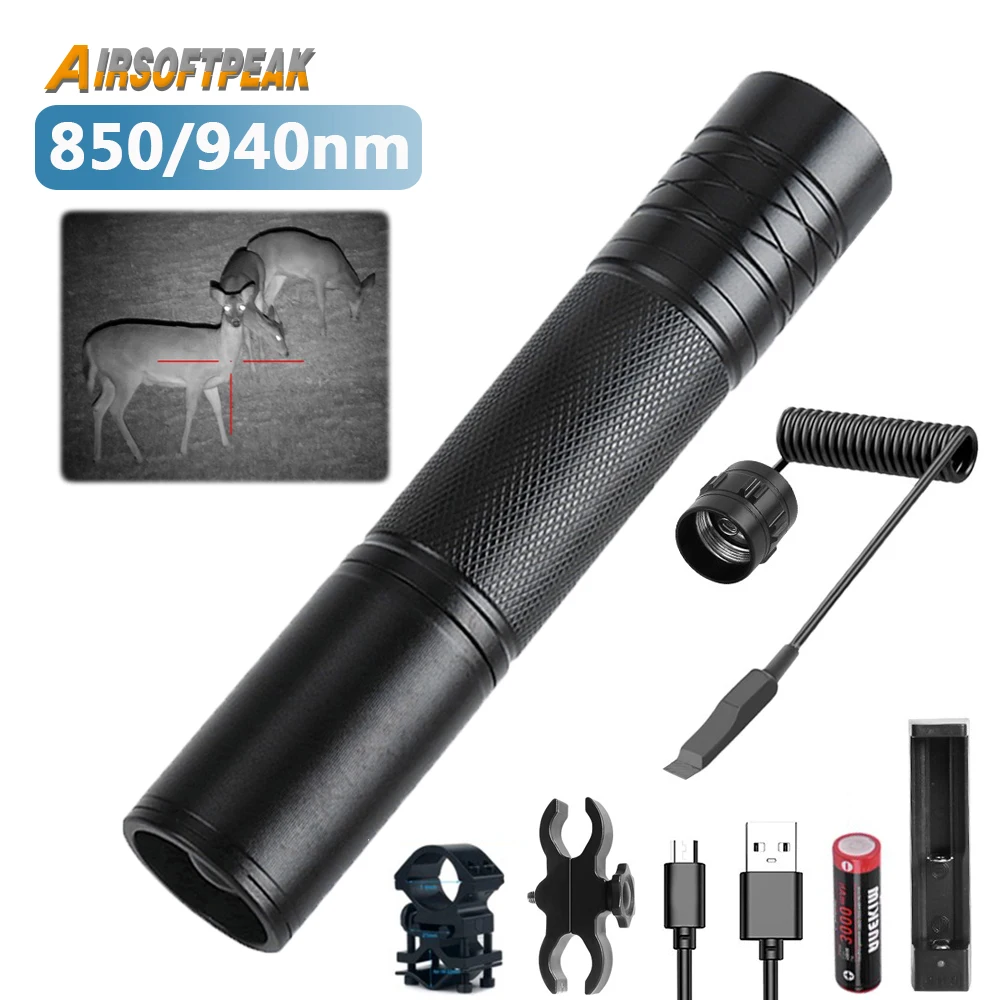 850nm/940nm Infrared Flashlight VSCEL IR Torch Zoomable Infrared Illuminator for Night Vision Scope Tactical Weapon Gun Lights