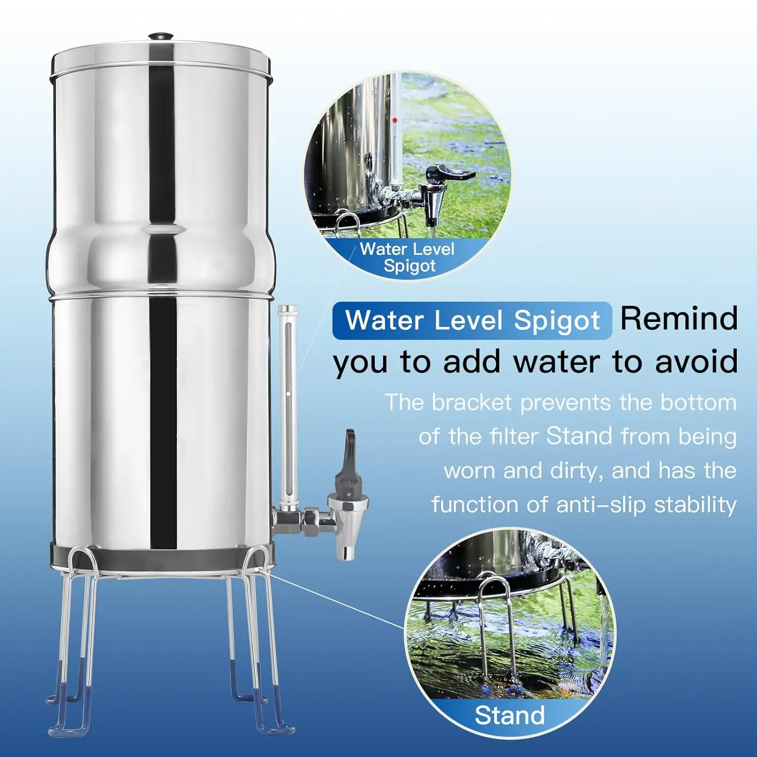 Gravity-fed Water Filter System with 2 Ceramics Filters Washable Filters and Metal Water Level Spigot & FACHIOO 2 Ceramics Filte