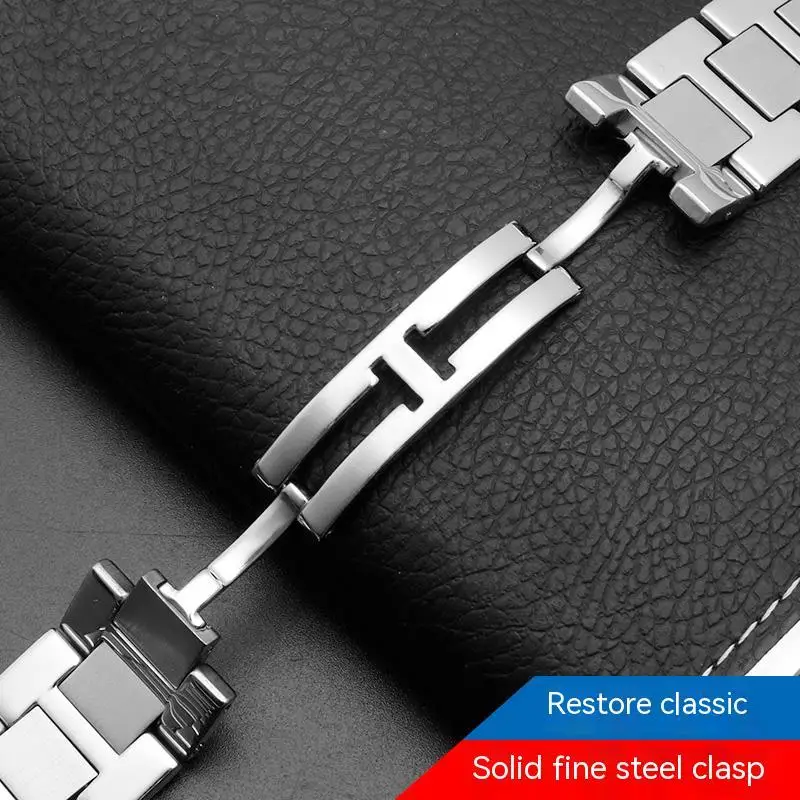 Solid Fine Steel Watch Chain For Caitier Tank MUST SOLO W5200014  Strap Band Universal Flat Mouth Waterproof 17.5mm 20 22 23mm