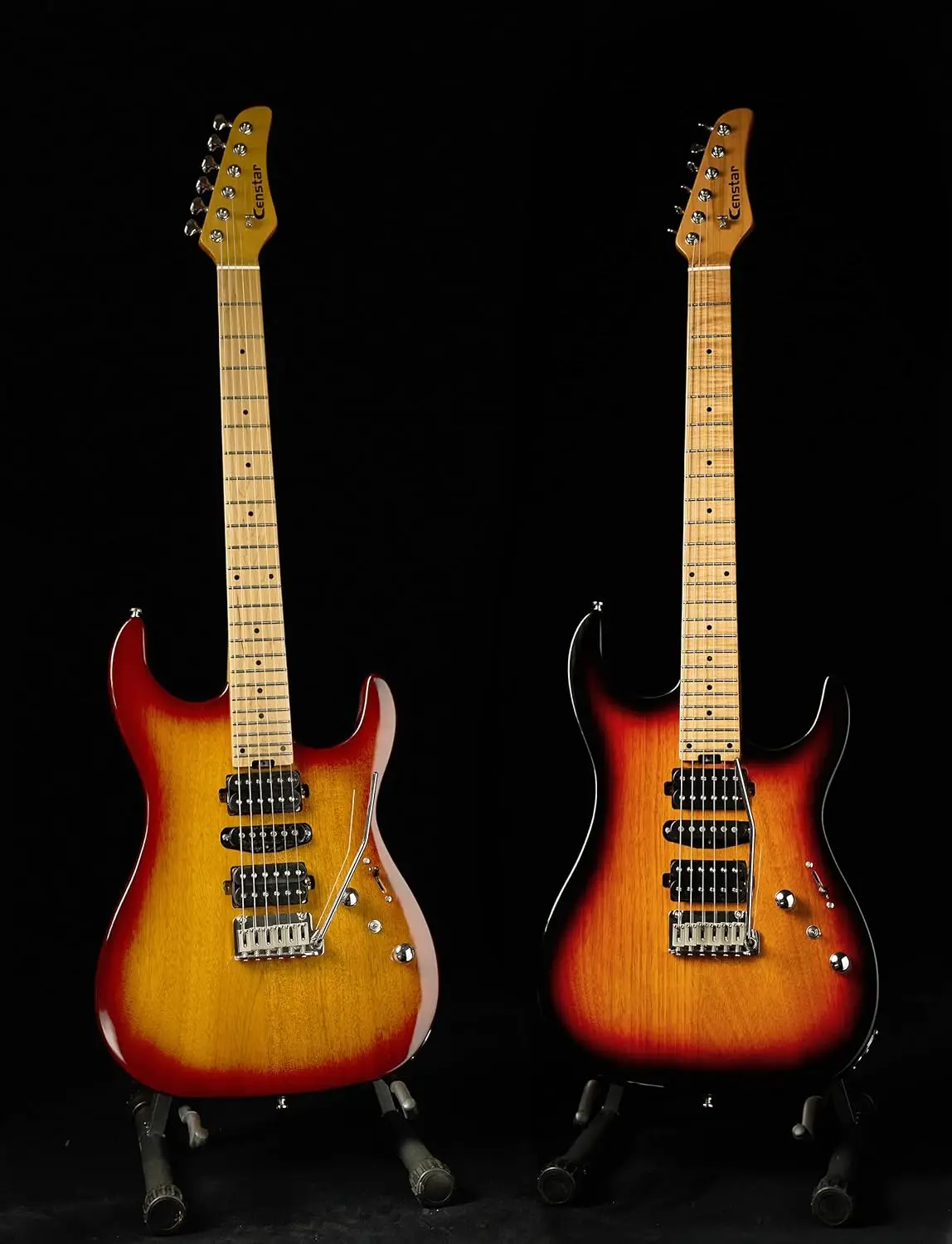 Censtar Electric Guitars with Roasted Mahogany Body and Maple Neck,Bone Nut,Coil Split Humbuckers Pickups,24 Frets