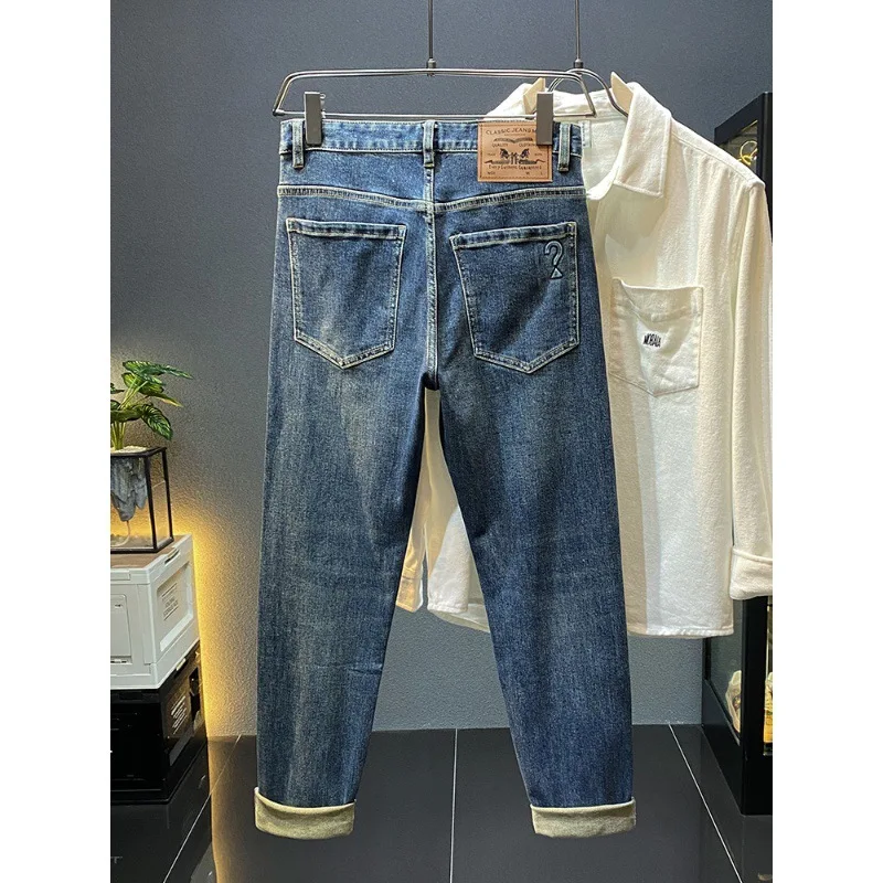 All-Matching Slimming Oversized Jeans Men's 2023 New Autumn and Winter High-End Stretch Tight Feet Casual Long Pants