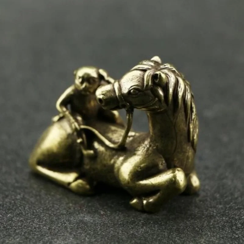 

Chinese Brass Old Statue Handmade Luck Monkeys Horses Statue Delicate Antique