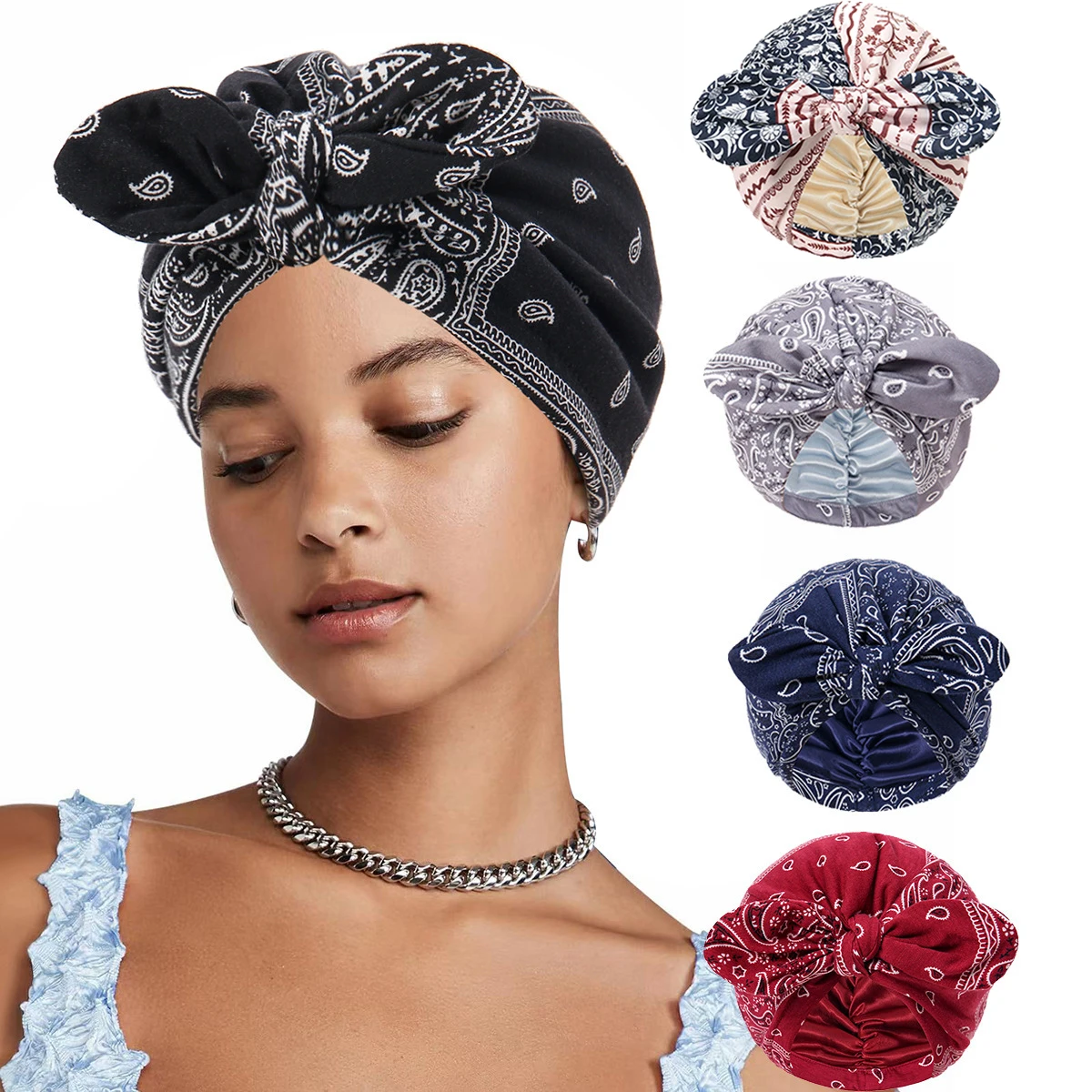 

2026 New Bow Women Head Scarf Turban Ready To Wear Inner Hijabs Femme Musulman Hijab Caps India Wrap Turbante Mujer