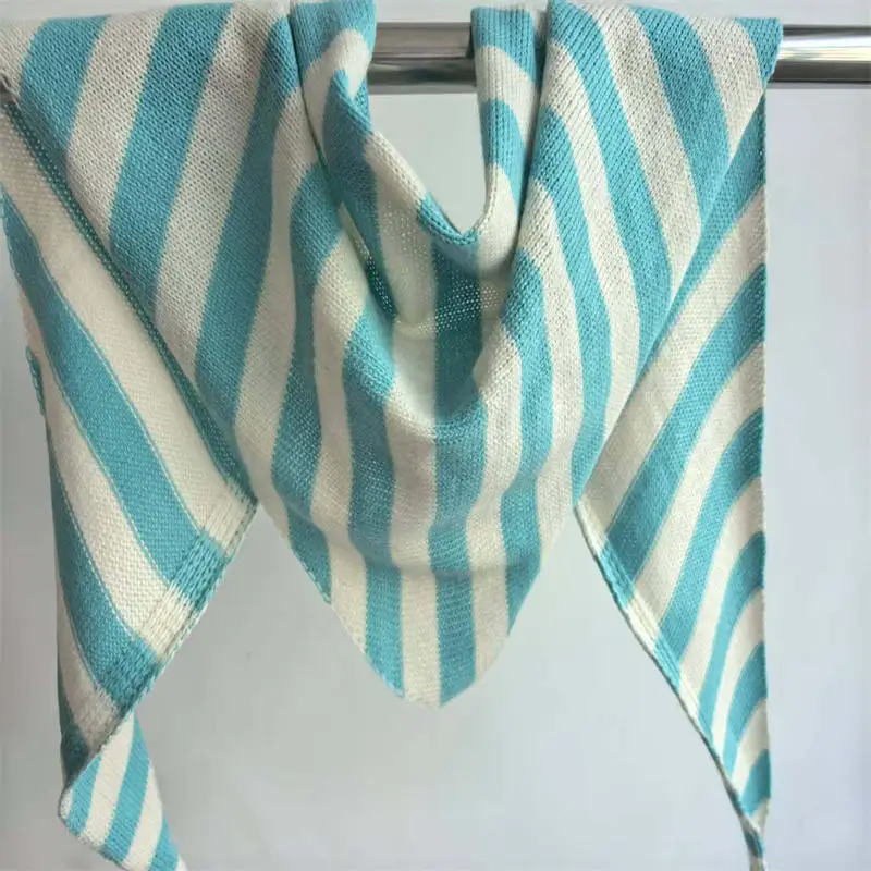 Classical Colorful Stripes Scarf Wool Triangular Binder Decorative Knitted Small Scarf Soft Multi-Functional Small Scarf Collar