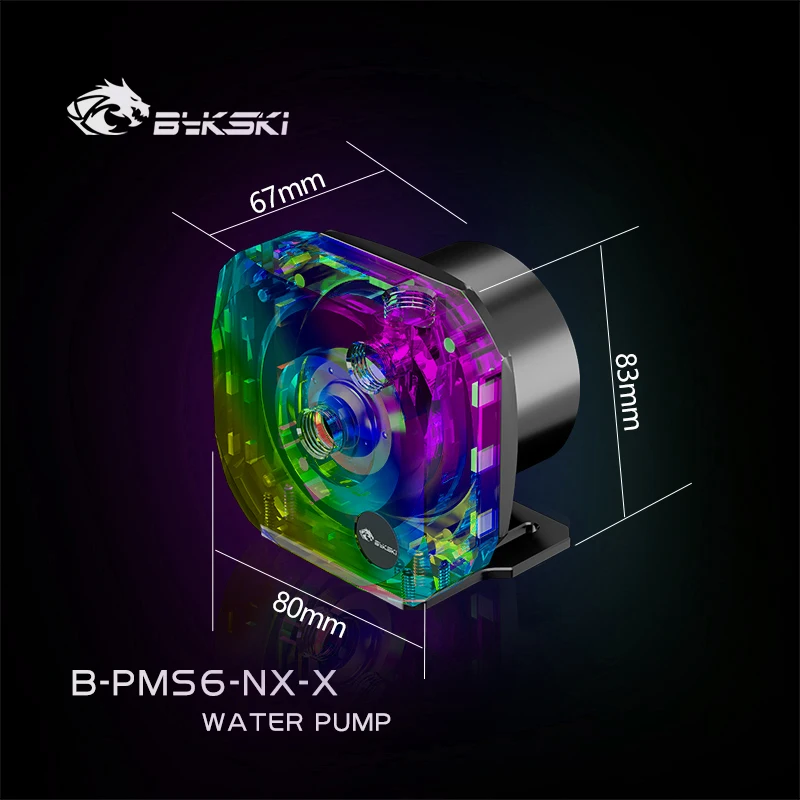 

Bykski B-PMS6-NX-X PWM Automatic Speed Control Pump Water Cooling System Maximum Flow 720L/H Compatible D5 Pump Black Cover