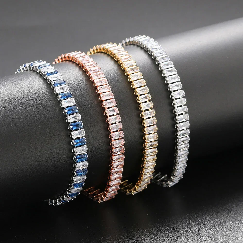 Iced Out ZirconTennis Bracelet For Women Luxury Crystal Bracelets Men's Hand Chain Hippie Trendy Accessories Jewelry Gifts s5776