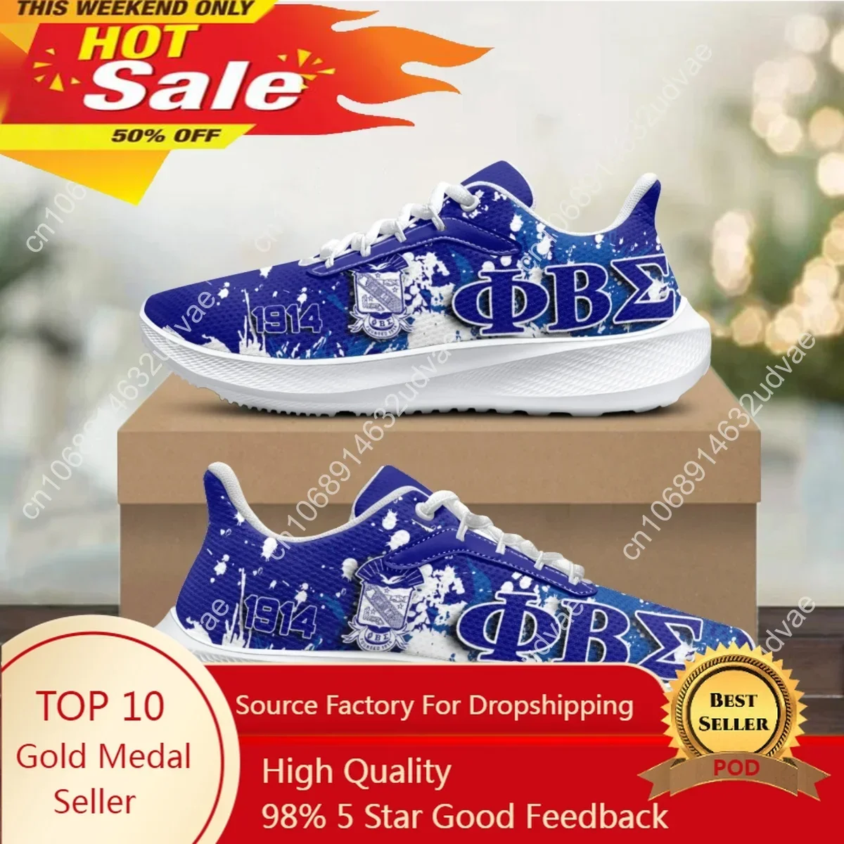 Phi Beta Sigma Print Women Sneakers Comfort Breathable Lightweight Running Tennis Shoes All-Match Outdoor Sports Shoes Female