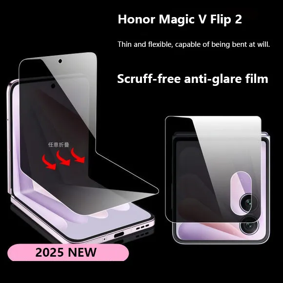

2-в-1 Privacy Anti Spy Peeping для Honor Magic V Flip 2, внутренняя пленка + передняя мягкая гидрогелевая защитная пленка из ТПУ для Magic V Flip