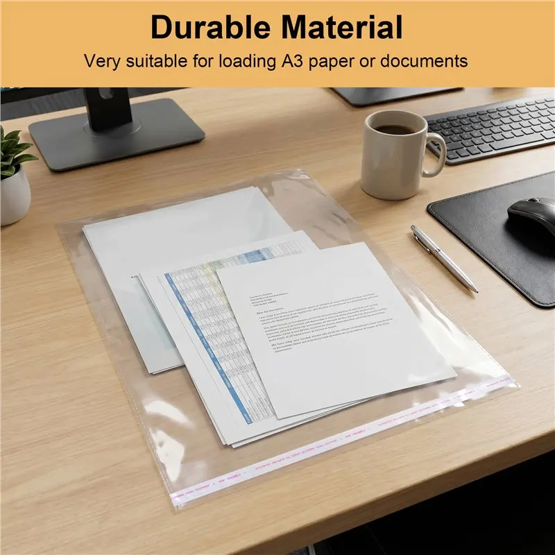 A96K-100X A3 Package Bag 45X32cm Clear Resealable Plastic Self Seal Adhesive