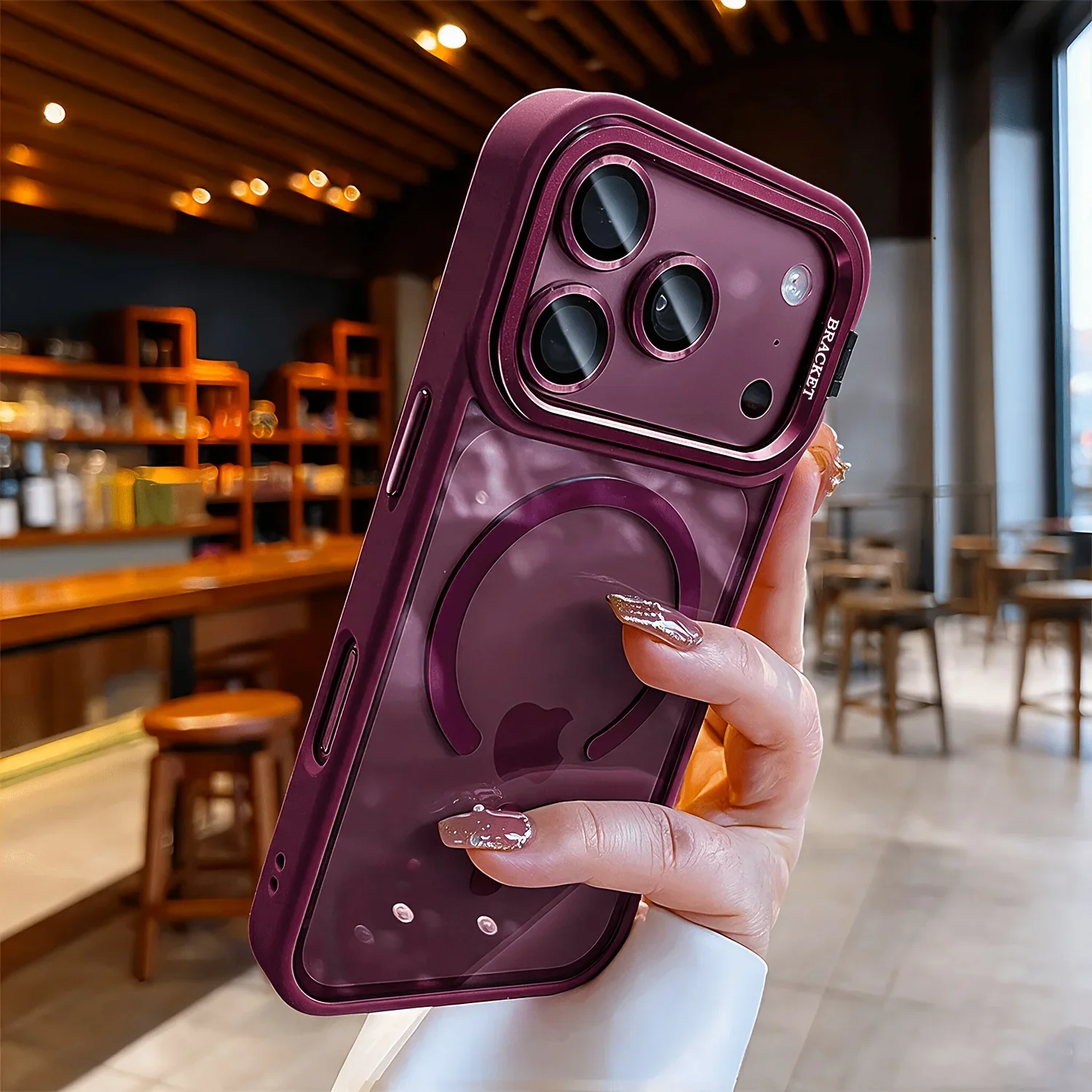 Luxuriöse Magnetische Metall-Ständerhülle mit Lanyard Kompatibel mit iPhone 18 Pro Max 17 16 15 14 13 Transparente Schutzhülle – Detail 6