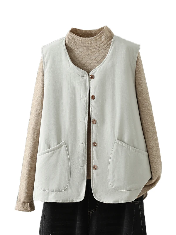 سترة قطنية نسائية فنية للخريف والشتاء Thiened مستديرة Ne بزر واحد للإغلاق لون نقي للتنقل Sle Faionable