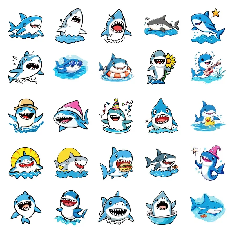 10/30/50 قطعة Kawaii الأزرق القرش البلاستيكية لزجة ملصق الجمالية DIY بها بنفسك الديكور سكرابوكينغ الأطفال اللوازم المدرسية للأطفال #4