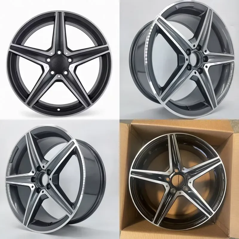 Gloss Black Machined Face Passenger Car Wheels 17 18 19 Inch 5x112 Alloy Casting Wheel Rims New Five Spoke for BENZ C E W204