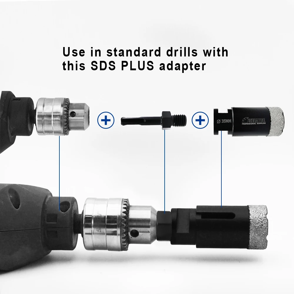 SHDIATOOL-adaptador para brocas de diamante, convertidor de conexión para M14 a SDS Plus, sierra de agujero para taladro de martillo o taladro eléctrico