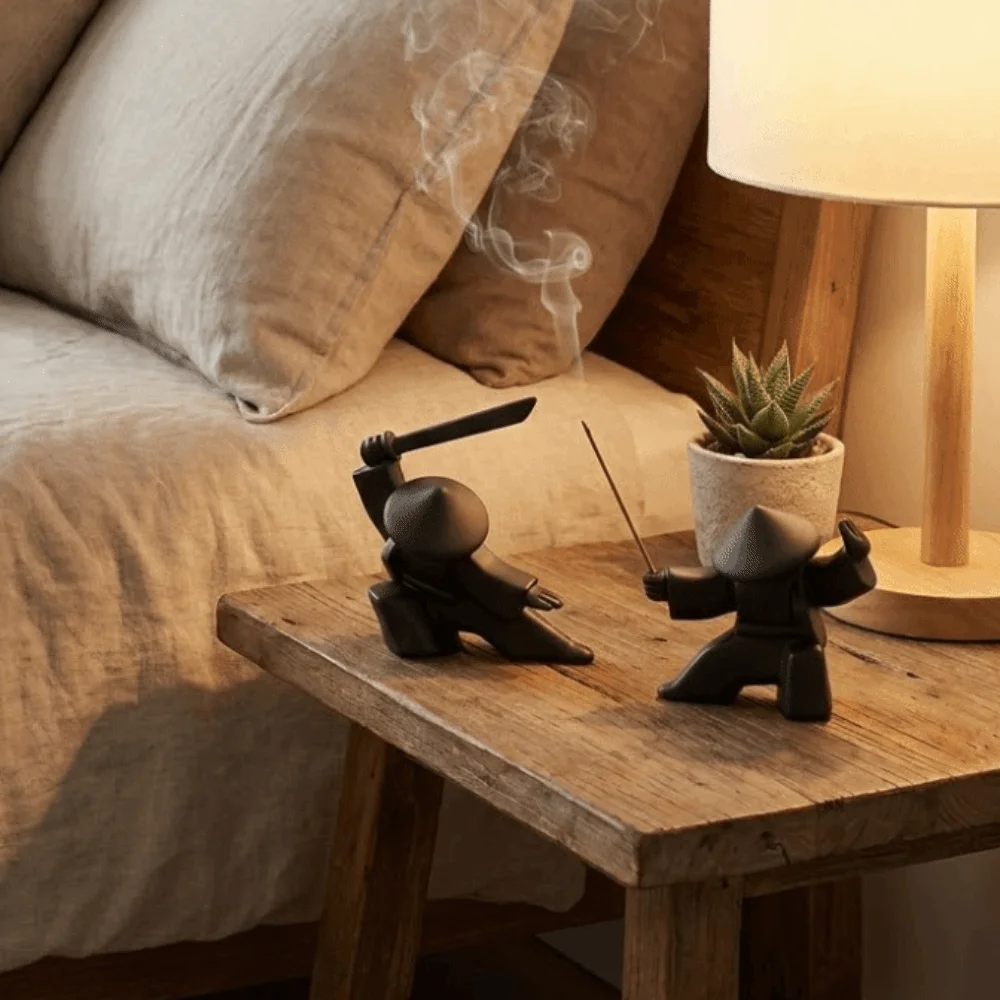 2PCS Soporte para Incienso Samurai Impreso en 3D, Figura de Samurai, Quemador de Incienso Único, Soporte de Plástico para Incienso, Ambiente Zen