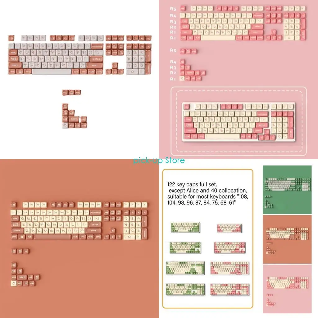

Q5WA 122 Bear Themed Keycaps OEM Height Double Color Molded Enhances Gaming Keyboard Complete Set For Mechanical Keyboards