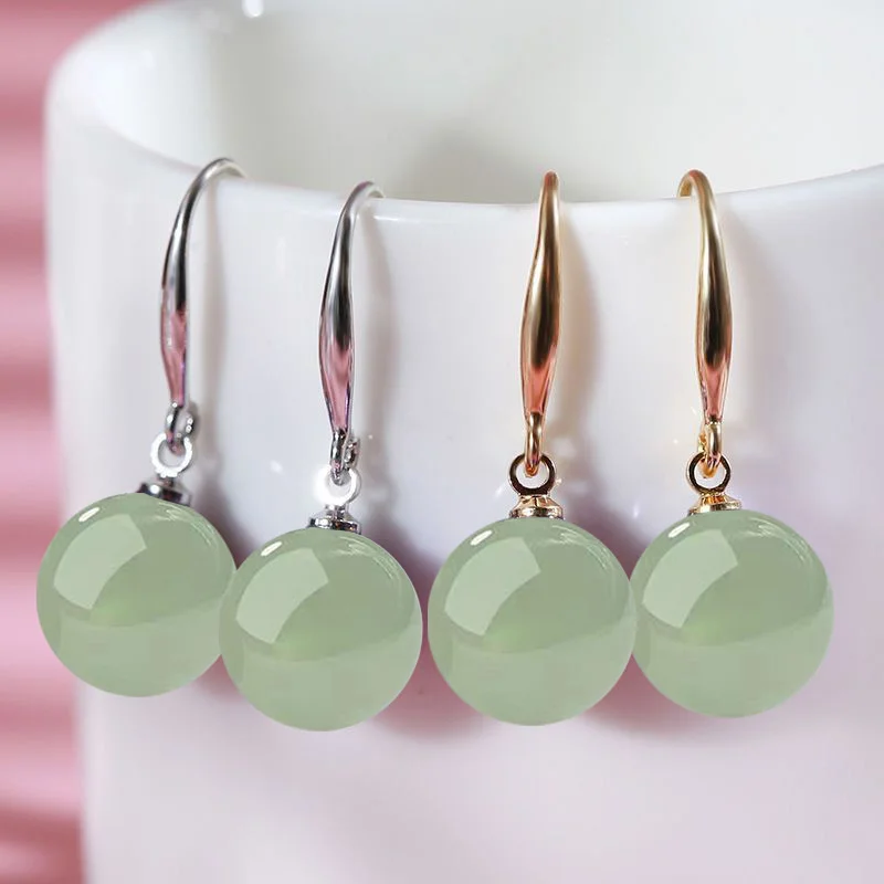 Vintage einfache Hotan Jade Damen Ohrringe Retro Palace klassisch elegant ethnischen Schmuck Jubiläumsgeschenk – Detail 1