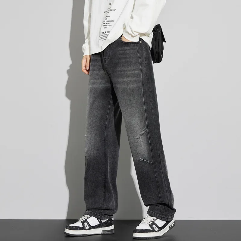 Vintage Men Casual Baggy Pants Wide Leg Jeans Fashion Korean Style Washed Denim Trousers Japan Streetwear Men Clothing