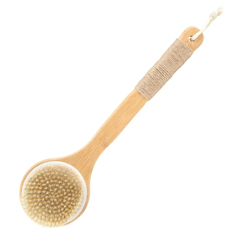 

Dry Skin Body Brush Bath Exfoliating Brush Natural Bristles With Long Wooden Handle Shower, Remove Dead Skin,