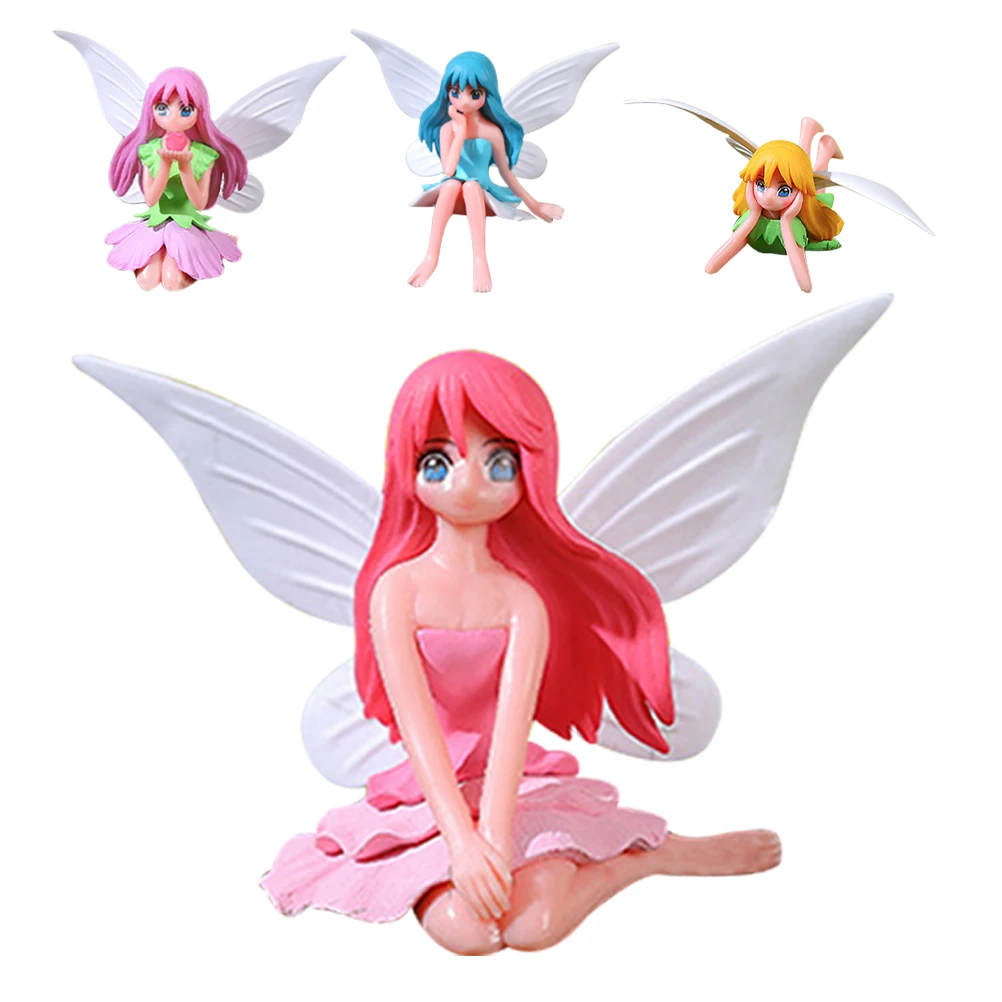 

Micro Landscape Decoration Miniature Fairy Figurines Portable Versatile Fade Resistant Flower Fairy Statue Decor Accessories