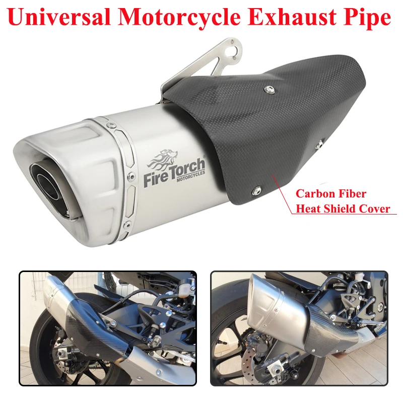 

Universal 51MM Motorcycle Exhaust System Escape Link Pipe With Heat Shield Cover Muffler For R1 MT10 MT09 S1000RR ZX6R MT09 Z900