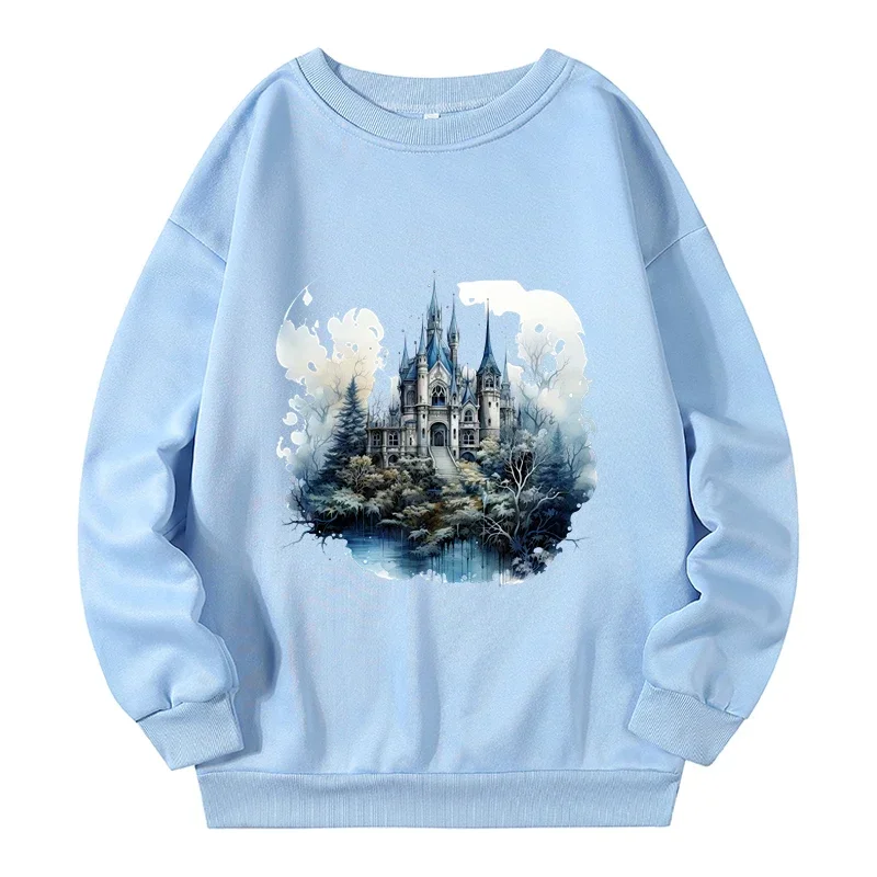 Gothic Diablo Castle Plus Size Sweatshirts Women Clothing Spring Autumn New Women's Sweat-shirt Warm Fashion Large Size Tops