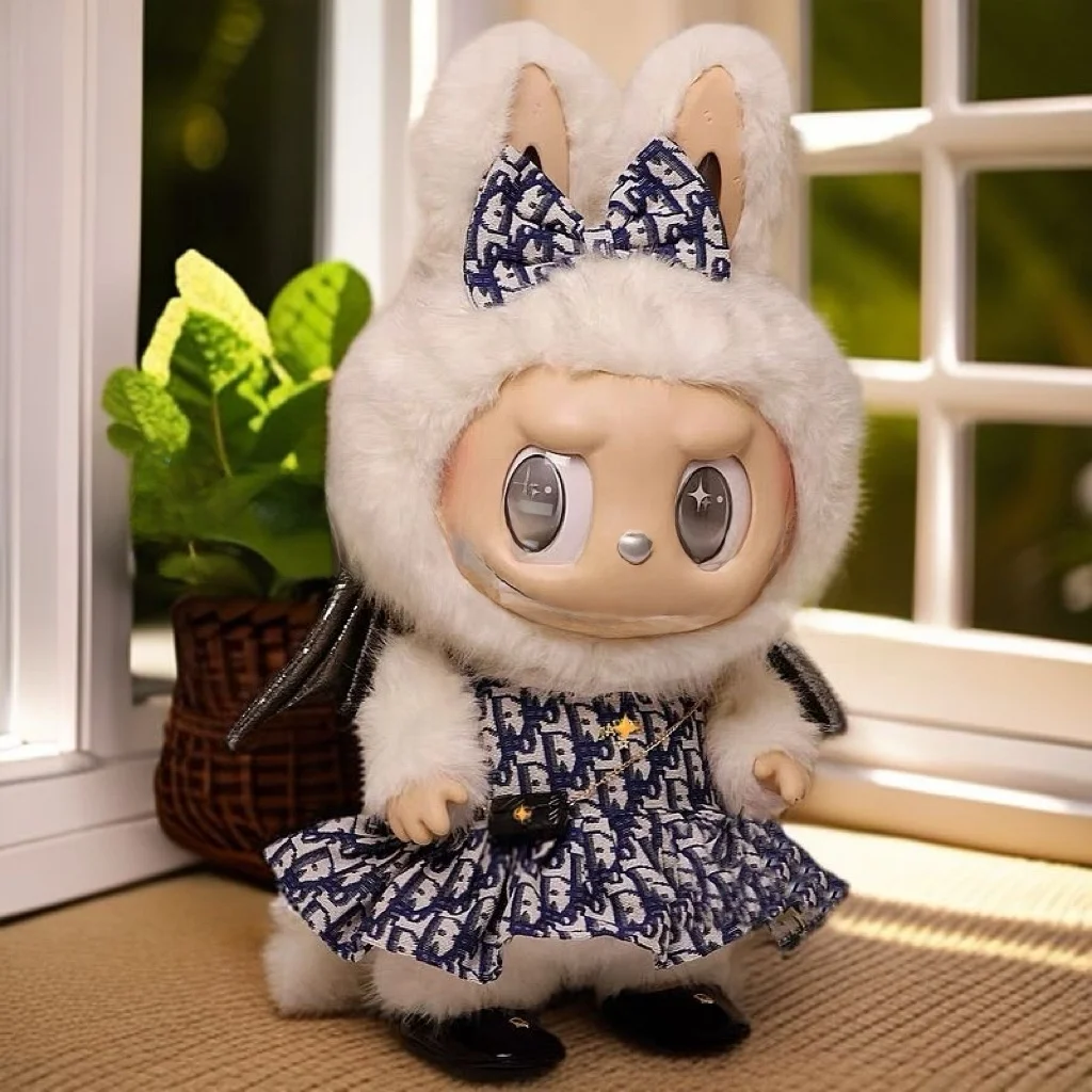 

Labubu Angel Le Vinyl Doll Hanging Ornament Cloth Doll Suit Set Small Fraance Sle 58cm Plu Toy Cotton Doll Outfit