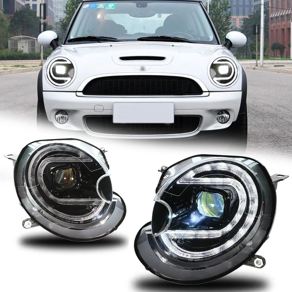 

Светодиодные фары для BMW MINI R55 R56 07-13, новый стиль, светодиодные DRL, автомобильные фары в сборе, сигнал, автоаксессуары, модифицированная лампа