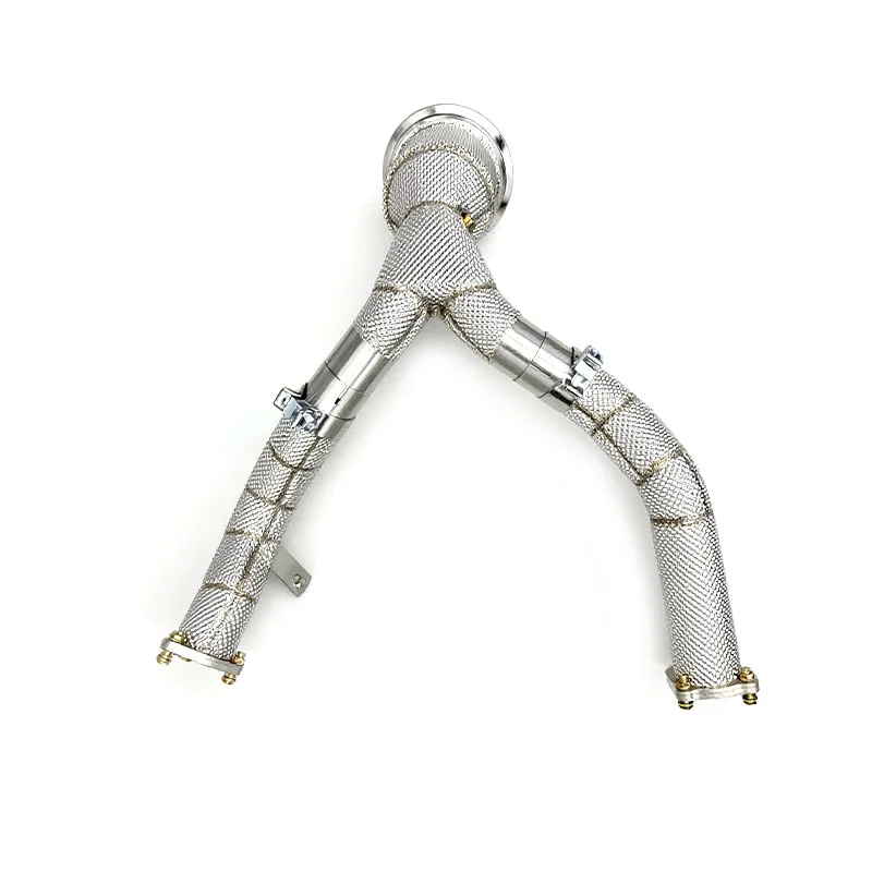 Tuning Stainless Steel Auto Downpipe Exhaust Pipes for  A6 A7 C8 3.0T 2019-2023 Heat Shield with Cat Downpipes Header