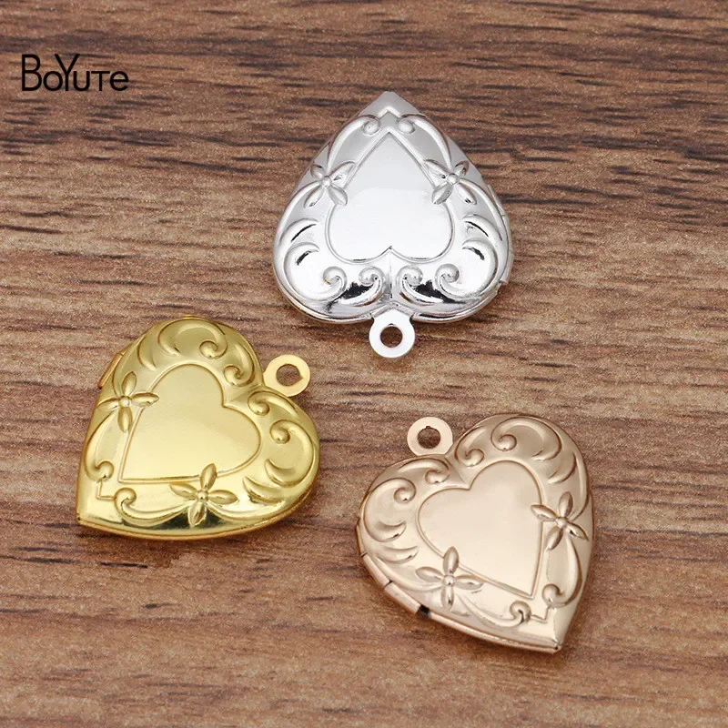 BoYuTe (20 Pieces/Lot) 20MM Metal Brass Floating Heart Memory Locket Pendant Charms for Jewelry Making