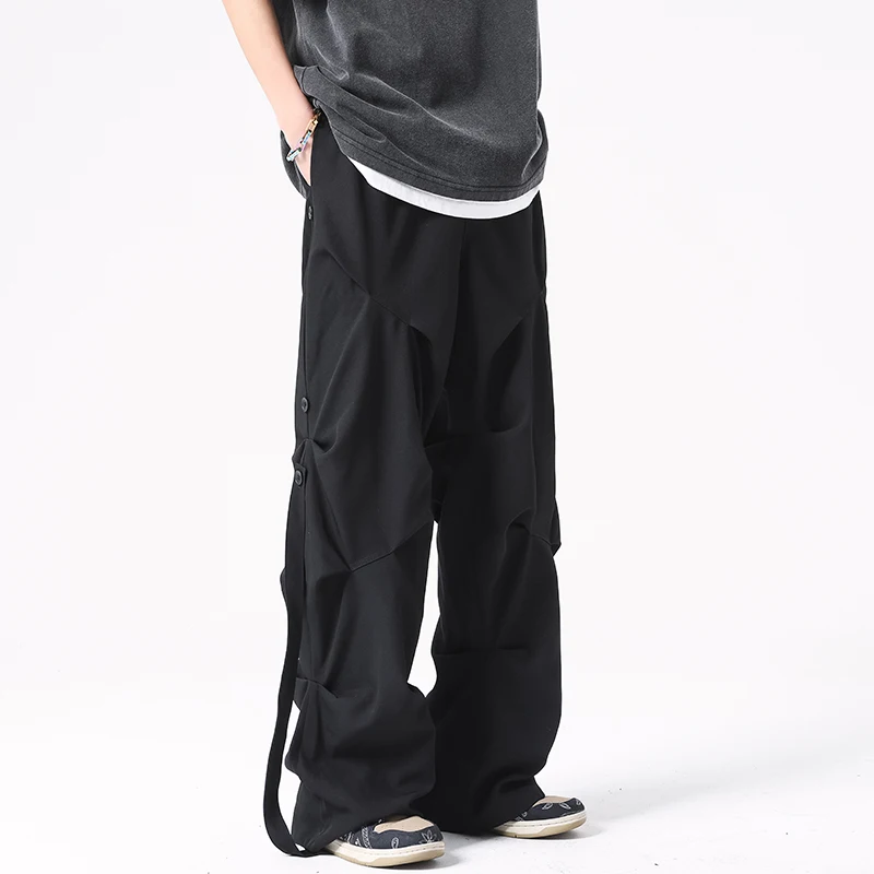 

Мужские повседневные брюки American Sle из полиэстера, плиссированные, широкие, в пол, слегка расклешенные, струящиеся, для создания молодежного образа