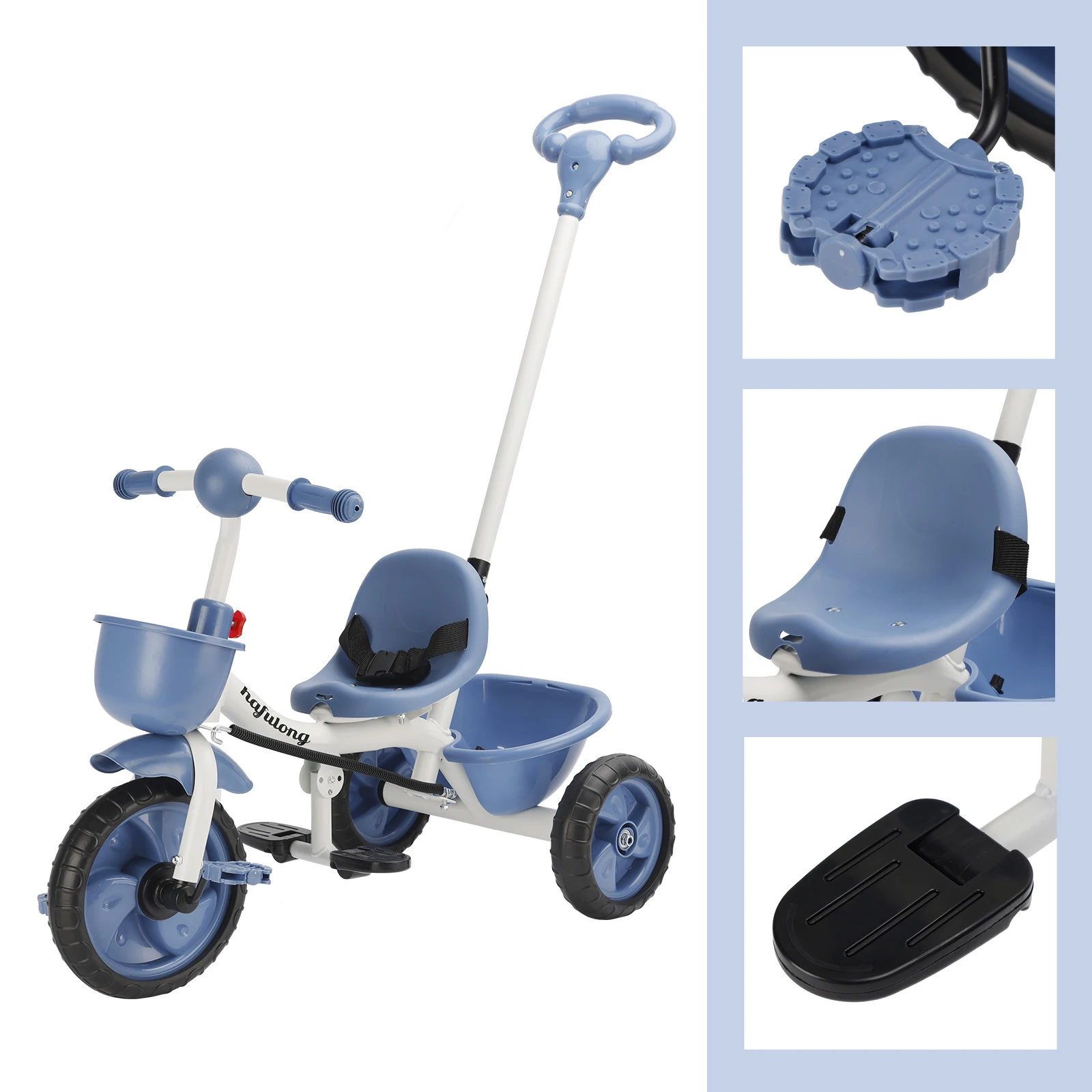 Artudatech Tricycle pour enfants en bas âge pour garçons et filles avec poignée poussoir Tricycle pour enfants