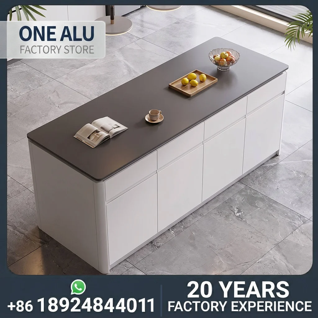Onealu Luxury-lite marble island countertop cabinet, dining table, solid wood baking operation counter, bar cabinet, table
